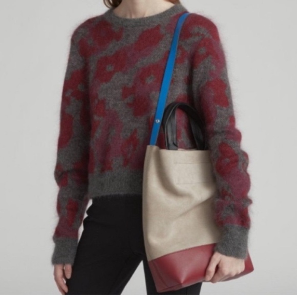 Rag & Bone beige and red tote with blue shoulder strap